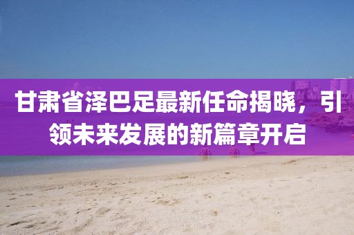 甘肅省澤巴足最新任命揭曉，引領(lǐng)未來發(fā)展的新篇章開啟