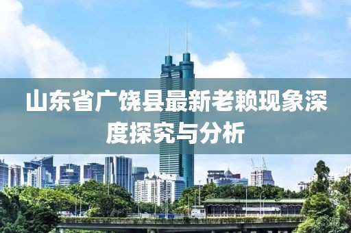 山東省廣饒縣最新老賴現(xiàn)象深度探究與分析