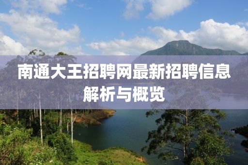 南通大王招聘網(wǎng)最新招聘信息解析與概覽