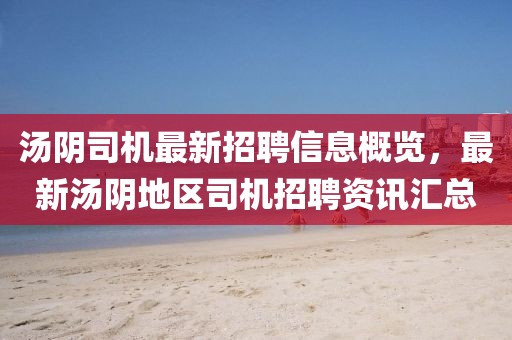 湯陰司機(jī)最新招聘信息概覽，最新湯陰地區(qū)司機(jī)招聘資訊匯總