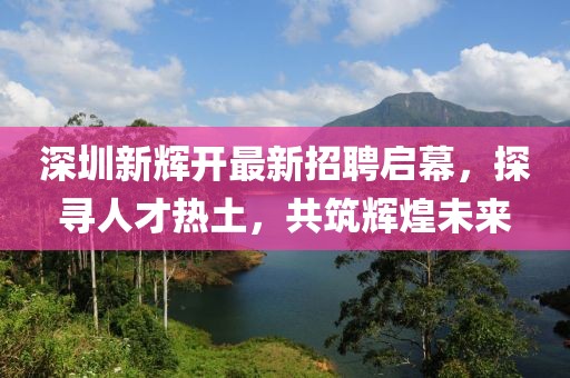 深圳新輝開最新招聘啟幕，探尋人才熱土，共筑輝煌未來