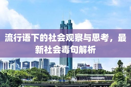 流行語(yǔ)下的社會(huì)觀察與思考，最新社會(huì)毒句解析