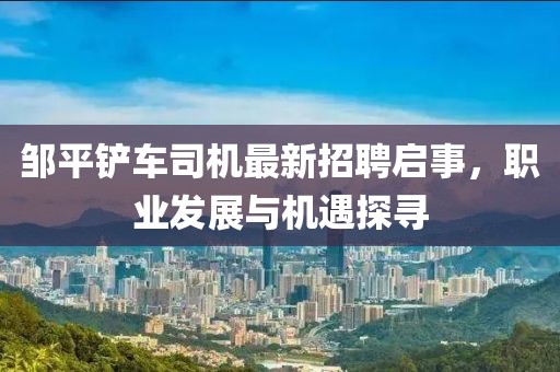 鄒平鏟車司機最新招聘啟事，職業(yè)發(fā)展與機遇探尋