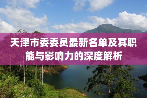 天津市委委員最新名單及其職能與影響力的深度解析