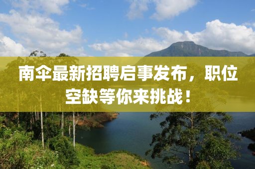 南傘最新招聘啟事發(fā)布，職位空缺等你來挑戰(zhàn)！